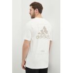 adidas tricou din bumbac barbati, culoarea bej, cu imprimeu, IN6236