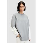 AllSaints tricou din bumbac LASER SS CREW barbati, culoarea gri, cu imprimeu, MG503Z