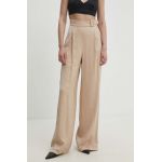 Answear Lab pantaloni femei, culoarea bej, lat, high waist