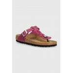 Birkenstock slapi de piele Gizeh Braided femei, culoarea roz, cu toc plat, 1024021