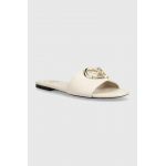 Love Moschino slapi de piele femei, culoarea bej, JA28431G0IIA0102