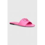Love Moschino slapi de piele femei, culoarea roz, JA28431G0IIAX604