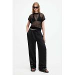 AllSaints pantaloni din in JADE LINEN TROUSER culoarea negru, drept, high waist, W028TA