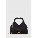 Love Moschino poseta de piele culoarea negru