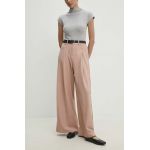 Answear Lab pantaloni femei, culoarea roz, lat, high waist