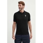 Karl Lagerfeld polo de bumbac culoarea negru, cu imprimeu, 542398.655006