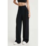 Iceberg pantaloni femei, culoarea negru, drept, high waist