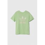 adidas Originals tricou de bumbac pentru copii culoarea verde, cu imprimeu