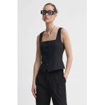 Abercrombie & Fitch vesta culoarea negru, un singur rand de nasturi
