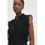 Answear Lab camasa din bumbac femei, culoarea negru, cu guler clasic, regular