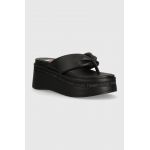 Tommy Jeans slapi TJW WEDGE SANDAL femei, culoarea negru, cu platforma, EN0EN02457