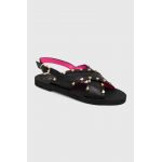Love Moschino sandale de piele femei, culoarea negru, JA16402G0IIA0000