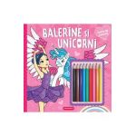 Balerine si unicorni. Carte de colorat