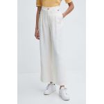 Pepe Jeans pantaloni din in MAE culoarea bej, lat, high waist, PL211740