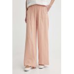 Roxy pantaloni de bumbac culoarea portocaliu, lat, high waist, ERJNP03546