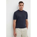 BOSS tricou de in culoarea bleumarin, uni, 50511757