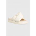 Inuikii slapi de piele Soft Crossed femei, culoarea bej, cu platforma, 70104-140