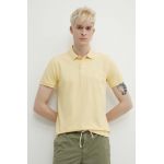 Hollister Co. tricou polo barbati, culoarea galben, neted