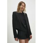 Answear Lab sacou culoarea negru, desfacut, neted
