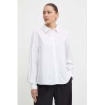 Armani Exchange camasa din bumbac femei, culoarea alb, cu guler clasic, regular, 3DYC27 YN4RZ