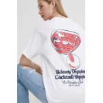 On Vacation tricou din bumbac Skinny Dippin' Cocktail Sippin' culoarea alb, cu imprimeu, OVC T151