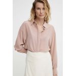 Answear Lab camasa de matase culoarea roz, cu guler clasic, relaxed