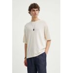 American Vintage tricou din bumbac T-SHIRT MC COL ROND barbati, culoarea bej, neted, MVIF02AE24