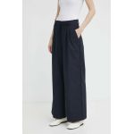 Alohas pantaloni femei, culoarea albastru marin, drept, high waist