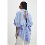 Answear Lab camasa din bumbac femei, culoarea albastru marin, cu guler clasic, relaxed