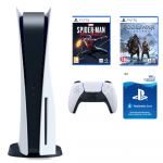 Consola PS5 SONY C Chassis 825GB, God of War Ragnarok, Marvel`s Spider-Man: Miles Morales, Card Sony PlayStation Store 100 Ron