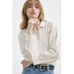 BA&SH camasa din bumbac EMILY femei, culoarea bej, cu guler clasic, regular, 1E24EMIL