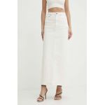 Bardot fusta jeans EVIANNA culoarea bej, maxi, drept, 91371SB