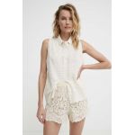 Answear Lab camasa din bumbac femei, culoarea bej, cu guler clasic, regular