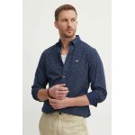 Gant camasa din bumbac barbati, culoarea albastru marin, cu guler button-down, slim