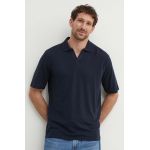Sisley polo din in culoarea albastru marin, neted