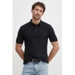 Sisley polo de bumbac culoarea negru, neted