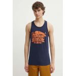 Superdry tricou barbati, culoarea albastru marin