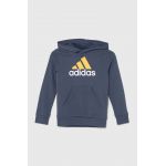 adidas bluza copii culoarea gri, cu glugă, cu imprimeu