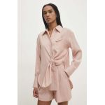 Answear Lab camasa femei, culoarea roz, cu guler clasic, relaxed