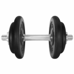 Gantera 17 kg, set 6 discuri, argintiu/negru, din otel, 35x22x22 cm