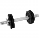 Gantera 6 kg, set 4 discuri, argintiu/negru, din otel, 35x13x13cm