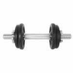 Gantera 7 kg, set 4 discuri, argintiu/negru, din otel, 35x14x14cm