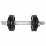 Gantera 8 kg, set 4 discuri, argintiu/negru, din otel, 35x14x14cm