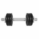 Gantera 8 kg, set 6 discuri, argintiu/negru, din otel, 35x13x13cm