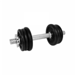 Gantera 9 kg, set 6 discuri, argintiu/negru, din otel, 35x14x14cm