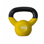 Gantera kettlebell, 4kg negru-galben, otel, 18 x 18 x 7 cm