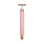 1 rolă vibratoare pentru masaj facial cu baterie AA Rolă vibrantă rezistentă la apă pentru fermitate și slăbire a feței Instrument vibrator pentru lifting facial Maser antirid în formă de T 14 x 3,2 cm roz