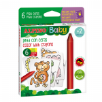 Creioane Cerate, 6 Culori/set, 6 Carduri Cu Animale, Pt. Colorat, Alpino Baby