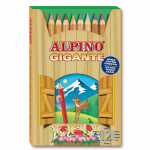 Creioane Colorate, Cutie Carton, 12 Culori/set, Alpino Giant