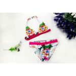 Bikini floral pentru fete cu panglica cu panglica J1268 roz 14